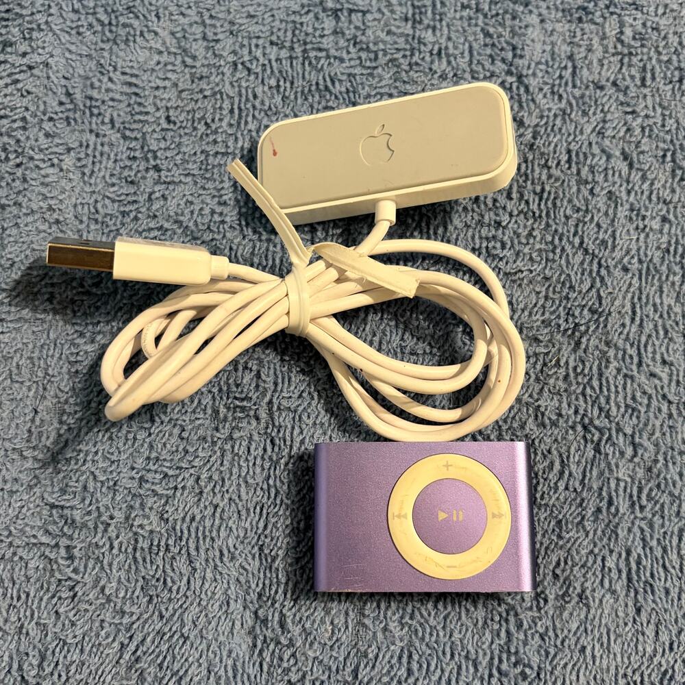 Apple iPod Shuffle 2nd Gen Purple A1204 1GB w/ USB Dock Cable MP3 Music Player